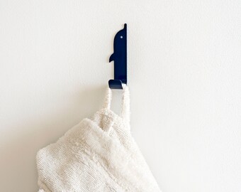 Kids Bathroom Wall Hook Dolphin Blue, Towel Hook, Animal Bathroom Hanger, Adhesive Hook For Wall, Gift For Kids