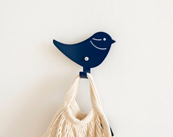 Kids Wall Hook Bird Blue, Decorative Animal Hanger, Bird Coat Hook, Playful Coat Rack For Entryway, Gift For Kids