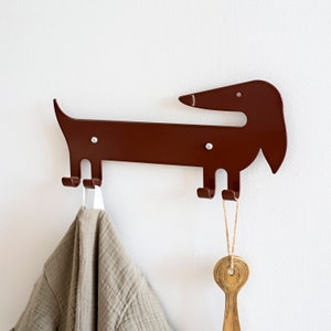 Kids Wall Hook Dachshund Brown, Kids Coat Hanger, Animal Wall Hook, Playful Coat Rack For Entryway, Gift For Kids