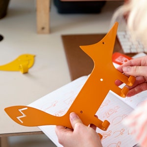 A metal hook in the shape of fox in a orange color. Kids wall hook. Gift for kids. Organizer for kids clothes.