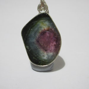 Watermelon Tourmaline Pendant - Sterling Silver