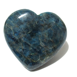 Blue Apatite Polished Heart &#39;A&#39; Grade
