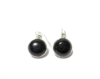 Schwarze Spinell Sterlingsilber Tropfen Ohrringe
