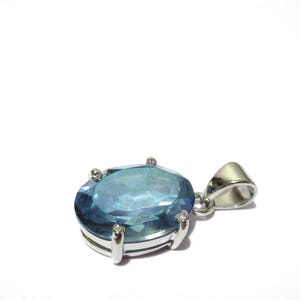 Faceted Aqua Aura Quartz Sterling Silver Mounted Pendant