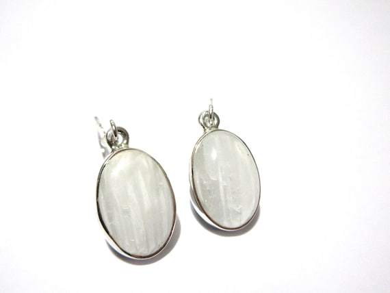 Scolecite Sterling Silver Drop Earrings