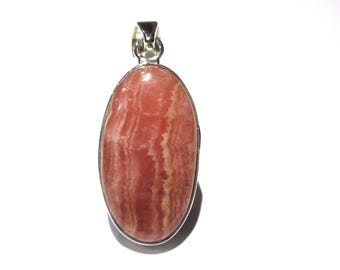 Rhodochrosite Sterling Silver Pendant - &#39;A&#39; Grade