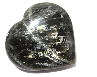 Black Moonstone Polished Heart - 8.1 cms