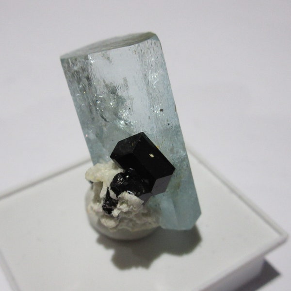 Aquamarine Crystal with Black Tourmaline crystal - Namibia