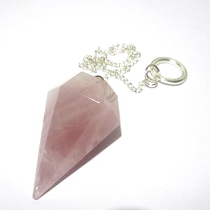 Pendolo da rabdomante in quarzo rosa