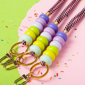 Lanyard, Teacher lanyard, Beaded lanyard, Purple green lanyard, Teacher gift, Lanyard for ID holder