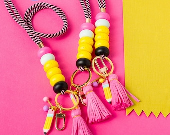 Teacher Lanyard: Educators Pencil Badge Holder for Keys ID