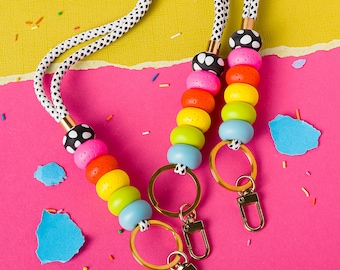 Lanyard Primary Colors: Teacher Rainbow ID Keys Holder Neck Accessory