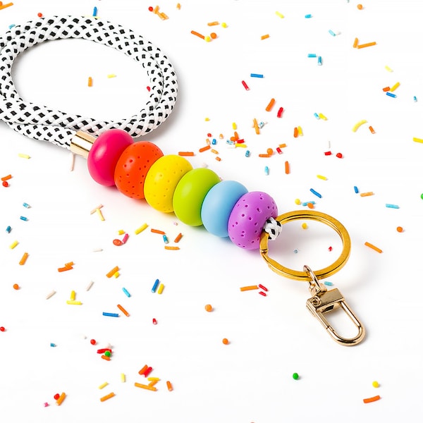 Beaded Teacher Lanyard with ID Holder: Keychain Accessory