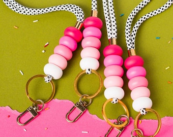 Lanyard: Beaded ID Badge Holder, Teacher Keychain
