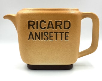 Pichet RICARD. Ricard Anisette. Pichet en céramique. Pichet à eau. Pichet Vintage. Carafe ancienne. Brown Jug. Bistro Français. Vintage Français