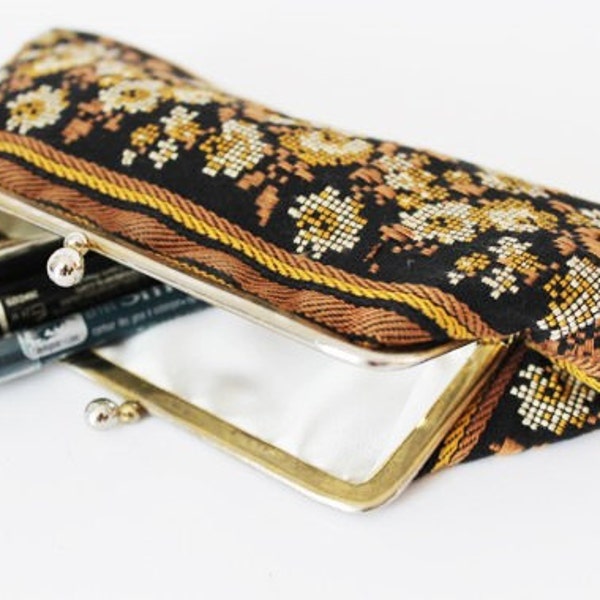 Francese annata ricamo Coin Purse - 60s - moda francese-soldi Clip-francese portafoglio-Boemia-stile-donna usura-francese accessori