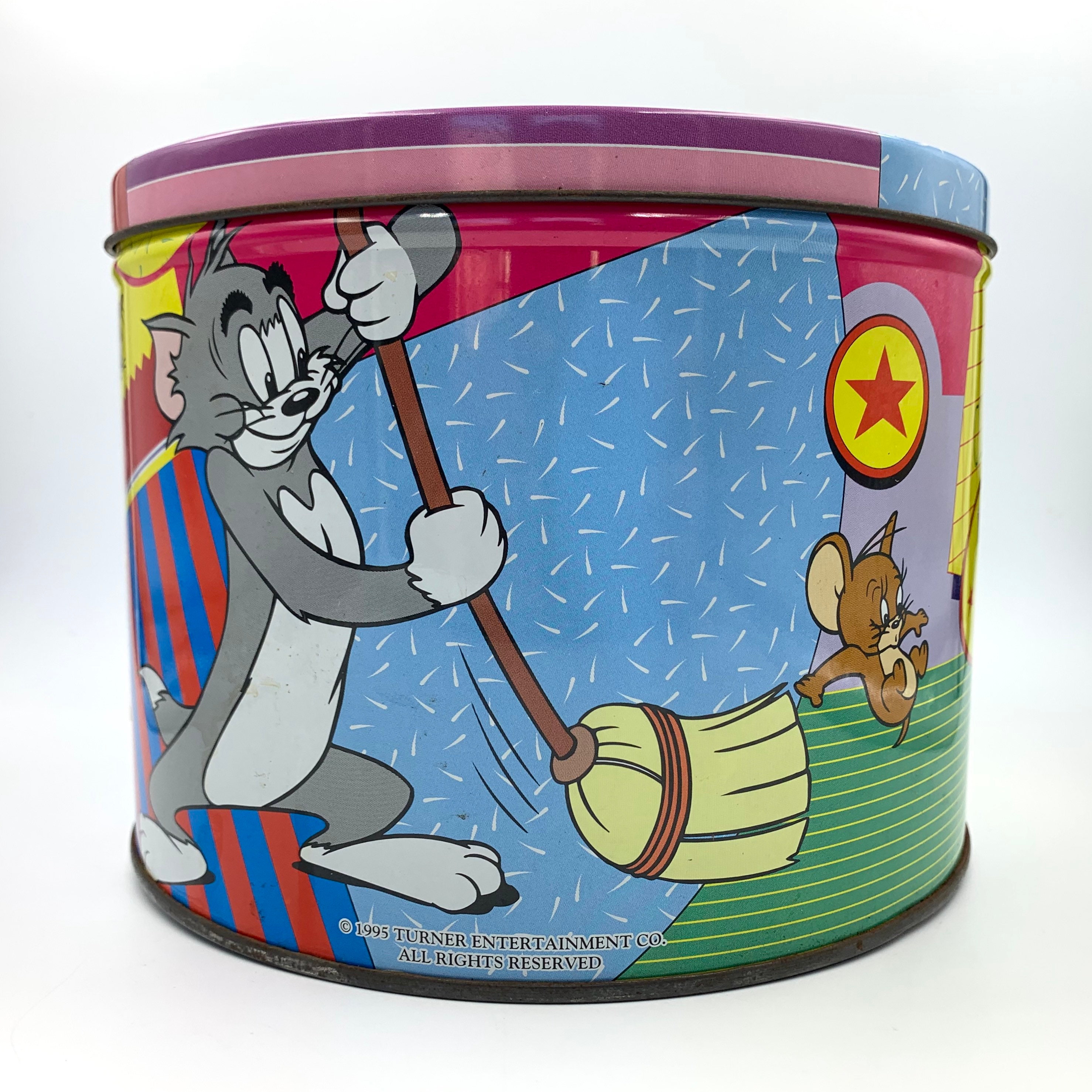 Vintage Tom and Jerry Tin Box. Round Colorful Cartoon Box. Etsy