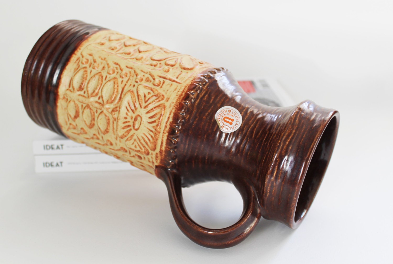 Vase Vintage. Poterie Ouest-Allemande. Wgp. Céramique Allemande. Uebelacker. Vase Brun. Mi-Siècle Mo