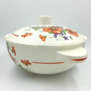 French Vintage Flore Floral Tureen Vintage Tureen Antique Soup Bowl Blue Soup Server Soup Dish Vintage Sarreguemines Soup Tureen