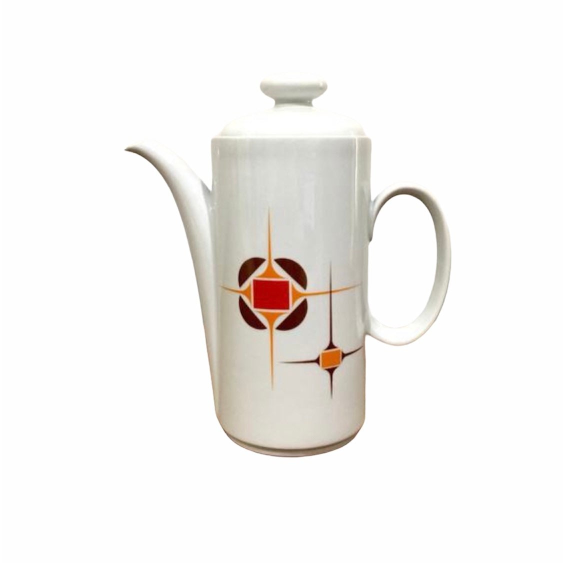 Théière en Porcelaine Bavière. Cafetière Vintage. Théière Orange et Brune. Porcelaine Allemande. Rét