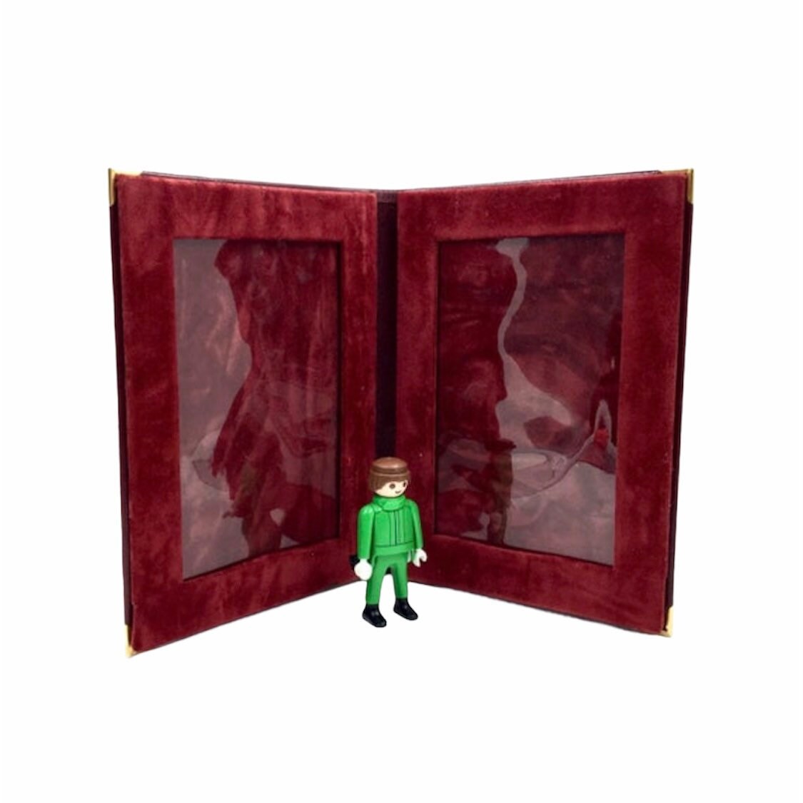 Cadre Photo en Cuir. Français Cadre d'image Vintage. Cadre Double Bourgogne. Photo Cuir. Cadeau Pour