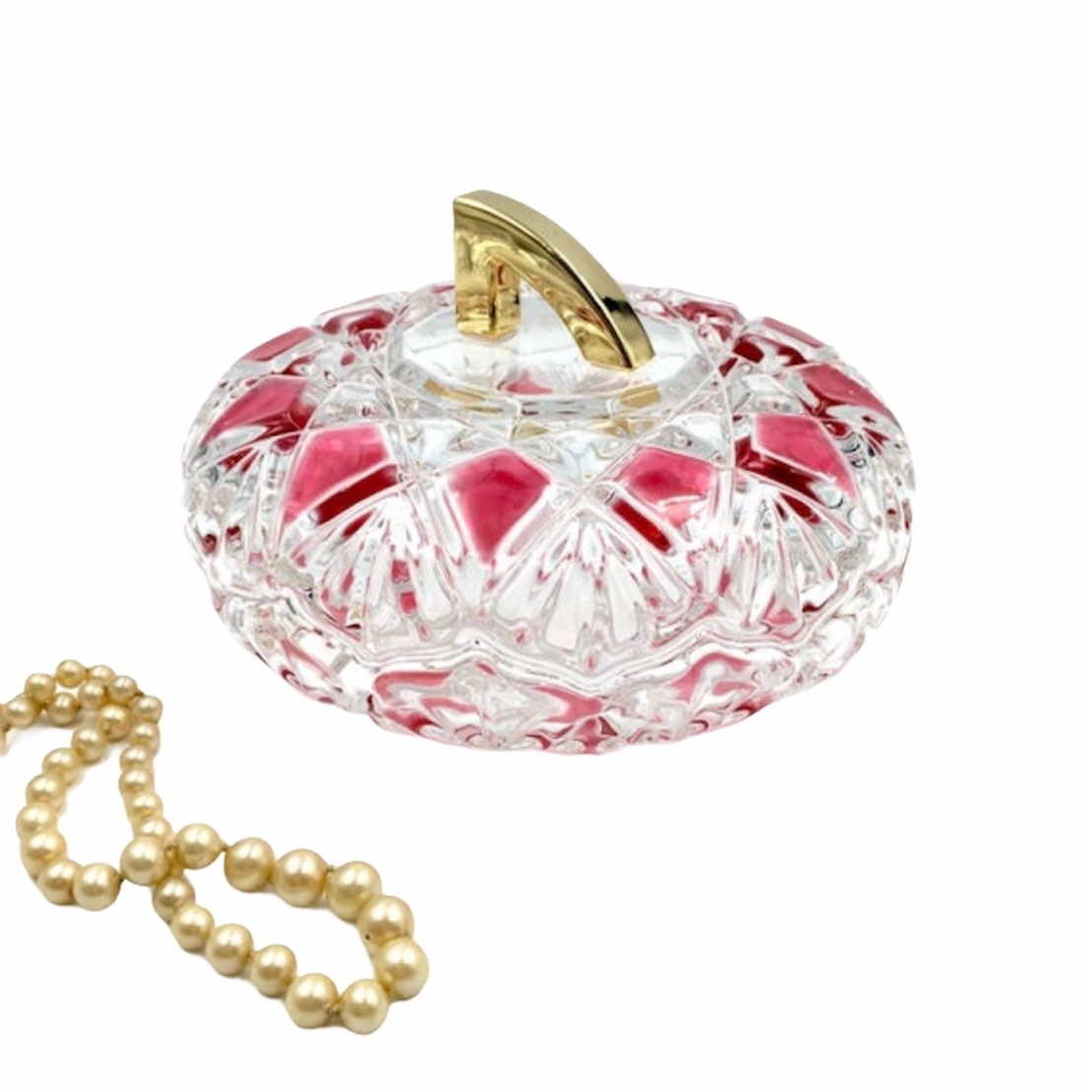 Boîte en Verre Rond. Bol Antique de Babiole. Porte-Bague Vintage. Plat Babiole avec Couvercle. Boîte