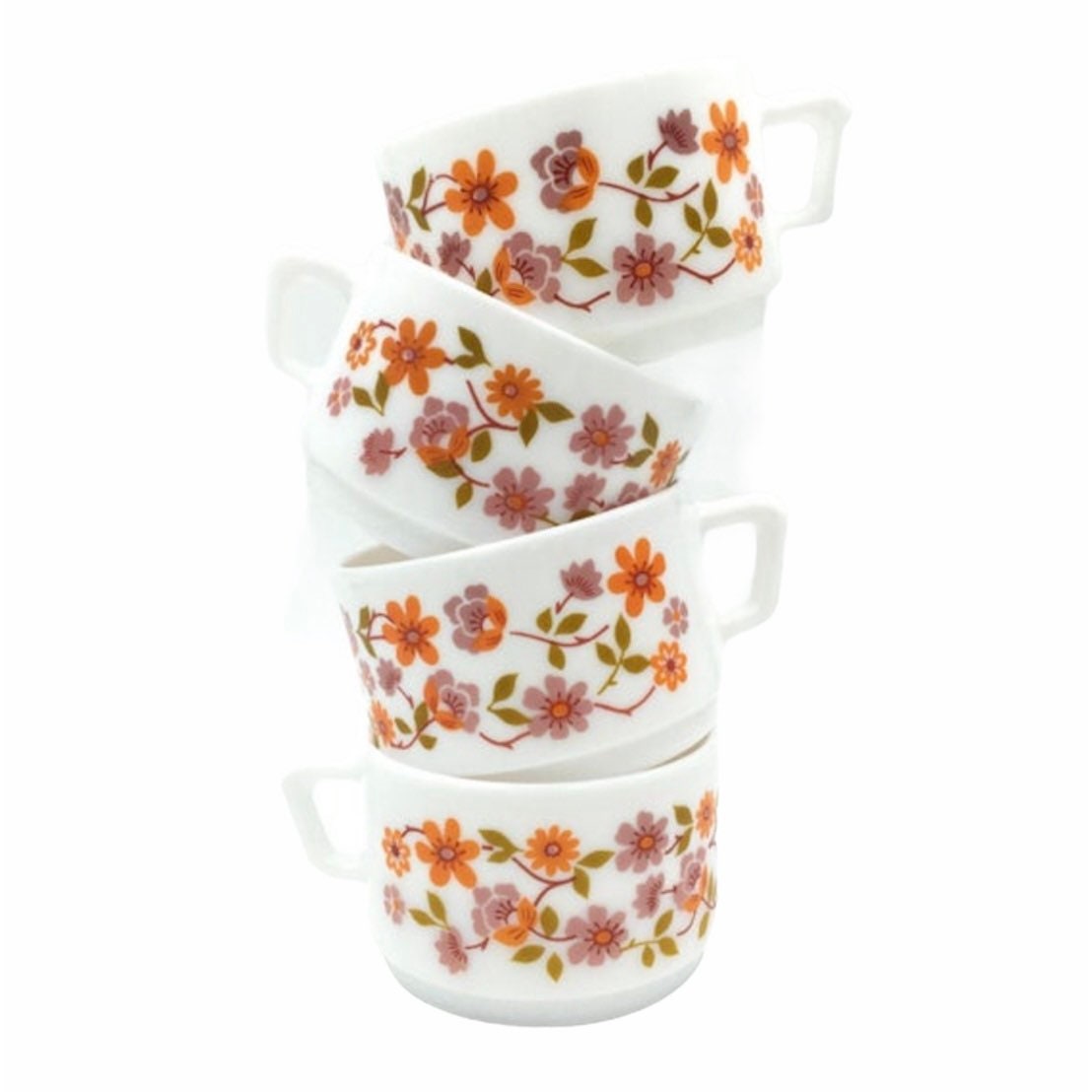 Tasses à Café. Arcopal. Scania. Verre Lait. Tasses Espresso Vintage. Ensemble de Petit Déjeuner. Tas