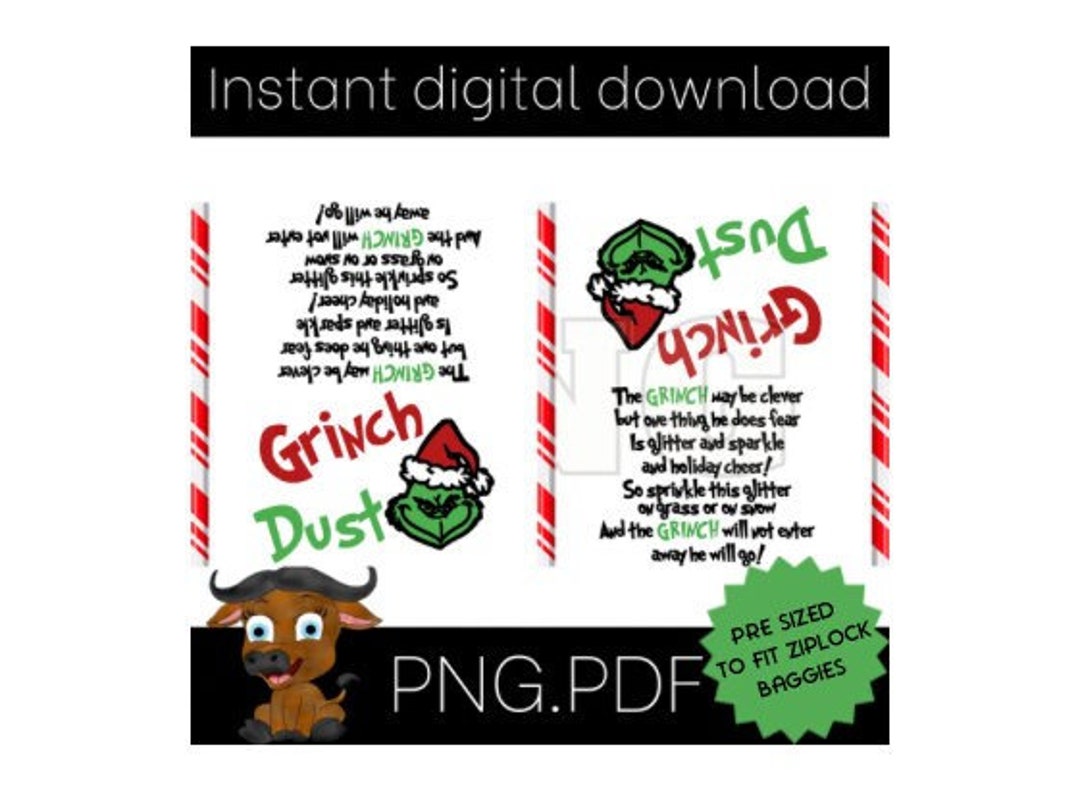 Grinch Dust Printable Png. Grinch Dust Bag Topper. Christmas - Etsy Canada