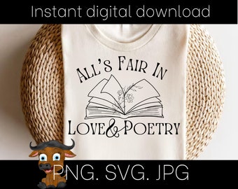 Alls fair in love and poetry svg. PNG. Jpg. TTPD Digital Design - Instant Download for Her. Tortured poets