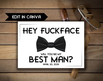 Funny best man Proposal Card Template, Canva Template, groomsman Proposal, INSTANT DOWNLOAD