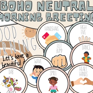 Boho Gruß am Morgen, How we sag hallo, Kindergarten, Classroom Mangement, Printable, Poster