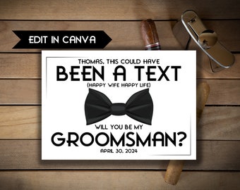 Funny groomsman Proposal Card Template, Canva Template, best man Proposal, INSTANT DOWNLOAD