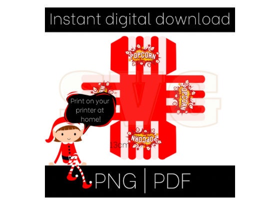 Mini popcorn box printable. Elf shelf prop. Elf popcorn print and cut. Elf ideas. Teacher classroom elf. Miniature Popcorn box png