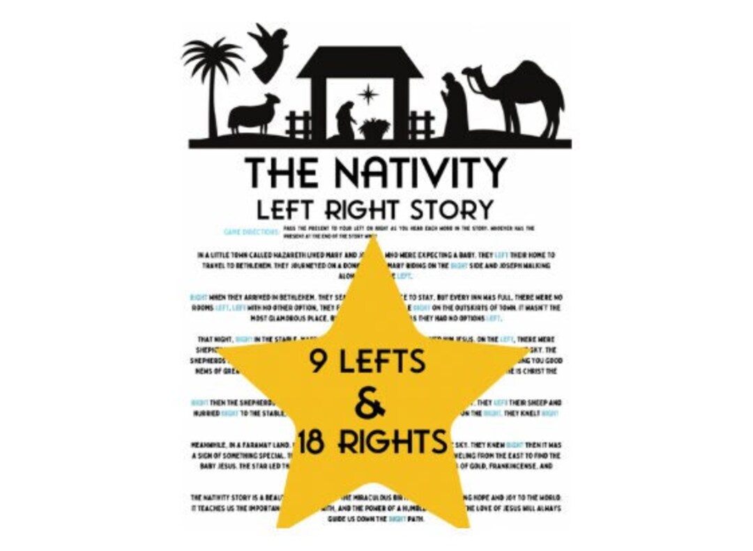 Nativity Left Right Game Story. Christmas Party Pass the Present Game ...