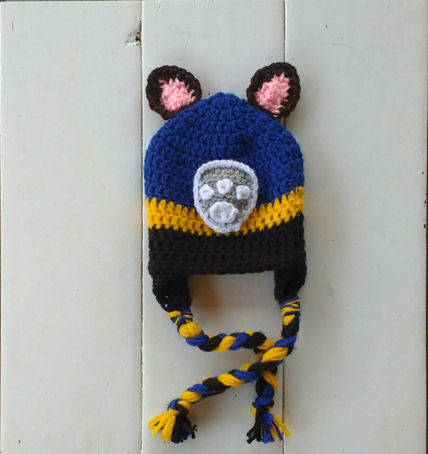 Paw patrol hat, Chase hat, Chase paw patrol, crochet hat, baby, toddler, child crochet hat, character crochet earflap hat, Halloween costume