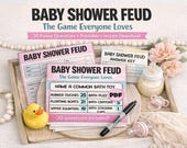 Baby shower family feud. Baby family feud. Baby shower feud. Baby shower party game. Baby sprinkle game. Baby game. Baby shower trivia