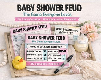 Baby shower family feud. Baby family feud. Baby shower feud. Baby shower party game. Baby sprinkle game. Baby game. Baby shower trivia