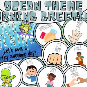 Ocean Morning Gruß, wie wir sagen Hallo, unter dem Meer Kindergarten, Klassenzimmer Leitung, Printable, Poster