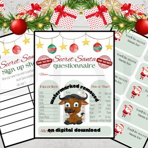 Wichtelfragebogen. Weihnachtsgeschenk-Tausch-Anmeldeformular. Druckbare Arbeit Geschenke Börse Überblick