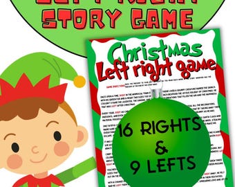 Christmas left right game story. Christmas Party Pass The present Game, pass the parcel, Printable Xmas Activity Class Party Group Game