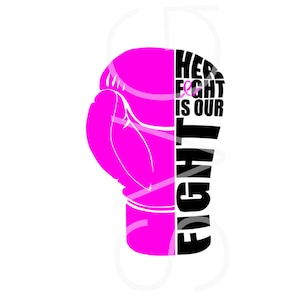 Roze bokshandschoen kanker vechter svg. Inspirerend citaat van de overlevende, png. Haar strijd is onze strijd tegen borstkanker. Zelfgemaakt t-shirt