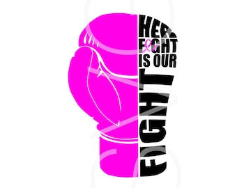Guantone da boxe rosa combattente contro il cancro in formato SVG. Citazione ispiratrice del sopravvissuto png. La sua lotta è la nostra lima di taglio cricut per combattere il cancro al seno. Maglietta fai da te