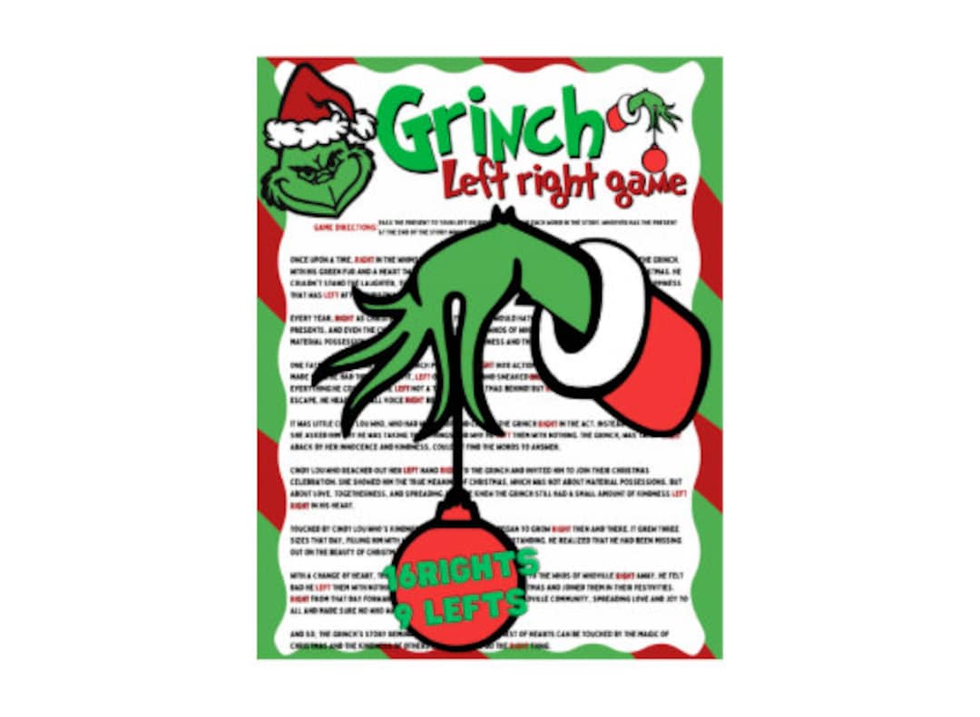 Left Right Grinch Story Printable