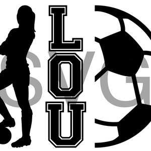 Futebol personalizado split monograma svg. Jogadora de futebol feminina png personalizável. Silhueta de futebol feminina clipart. Decalque de bola de futebol feminino
