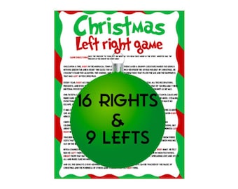 Christmas left right game story. Christmas Party Pass The present Game, pass the parcel, Printable Xmas Activity Class Party Group Game