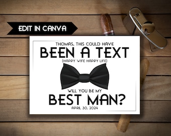 Funny Best Man Proposal Card Template, Canva Template, Groomsmen Proposal, INSTANT DOWNLOAD