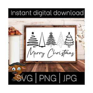 Feliz Natal svg. Arte de linha festiva png. Modelo de cartão de Natal para impressão. Decoração de bandeja de camada de feriado moderna e simples. Clipart de árvore de Natal.
