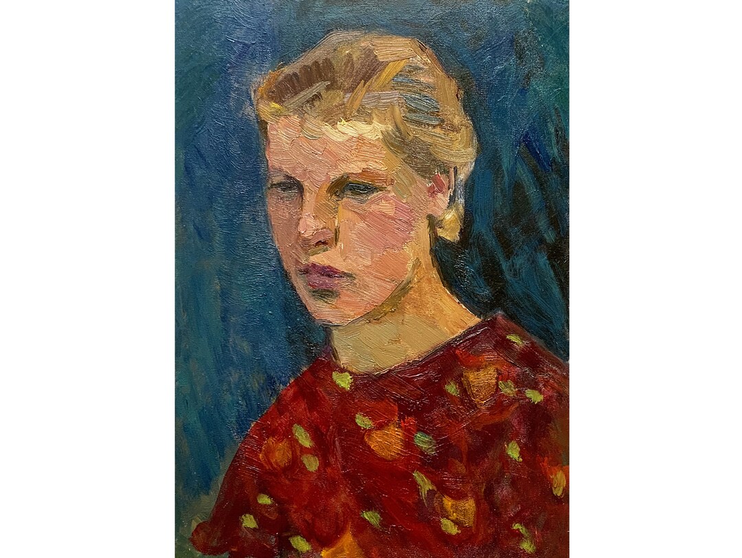 Vintage Original Oil Painting Portrait of a Girl by Ukraine Artist S ...