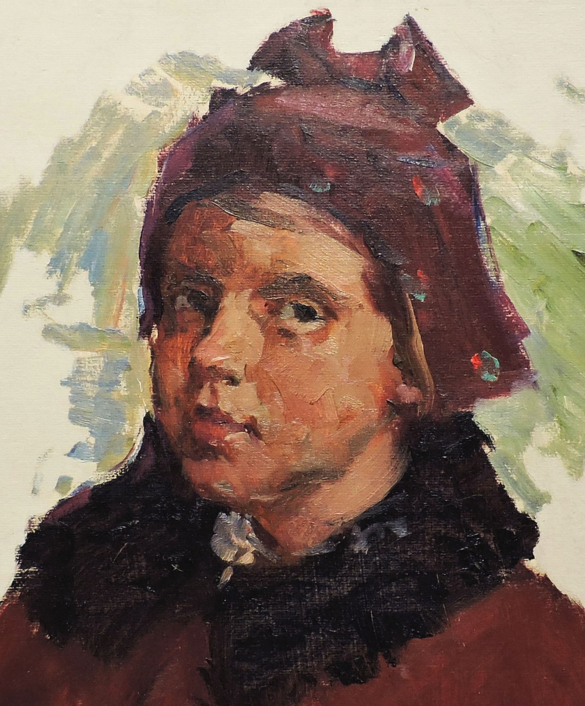 Antique Original Oil Painting Portrait of a Girl by Ukrainian Artist A ...