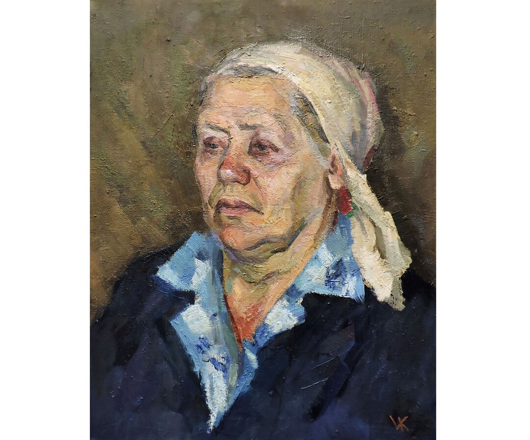 Vintage Original Oil Painting on Canvas Female Portrait by Ukraine ...